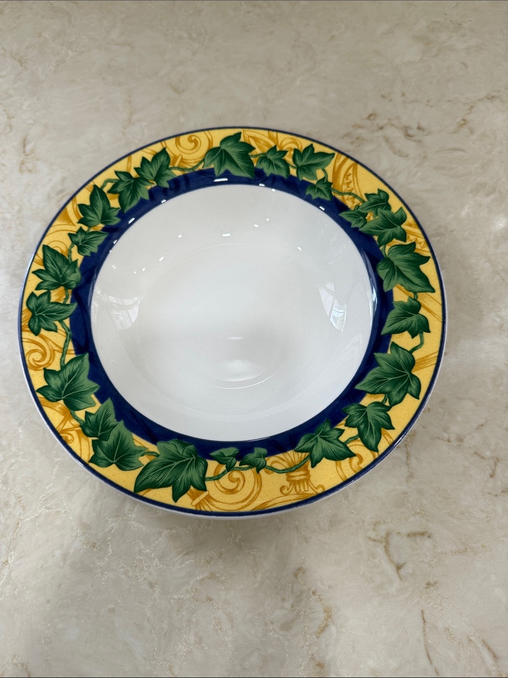 4 Victoria & Beale Yves Ivy Border Ceramic Soup Bowl - Green and Yellow